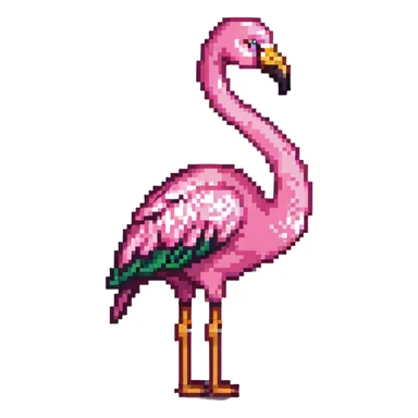 flamingo showing middle finger, pixel art sticker
