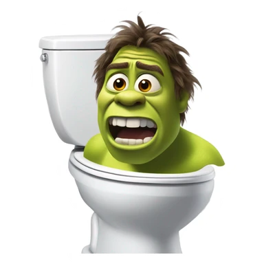 Shrek coming out of a toilet  sticker