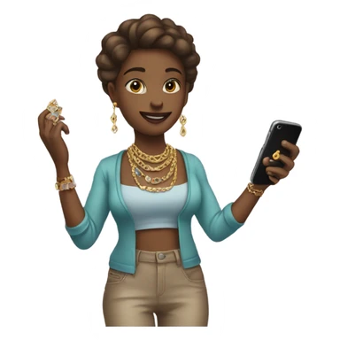 girl holding jewelry and phone sticker