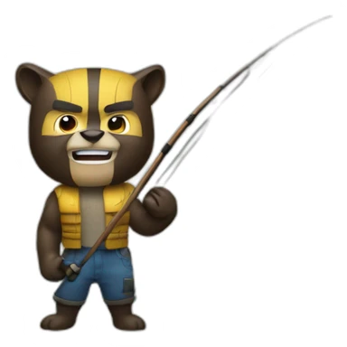 Wolverine with a fishing rod sticker