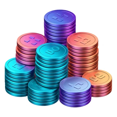 Many Coins pack stack
in gradient of turquoise, blue, pink, purple, and coral
 sticker