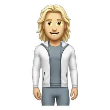 White man Runner, with white mid long hair dressed with sport suit talking to the people sticker