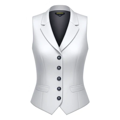 women's white formal vest with exactly 3 buttons, female tailored design sticker