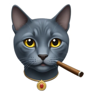 dark hair russian blue cat smokes a cigar sticker