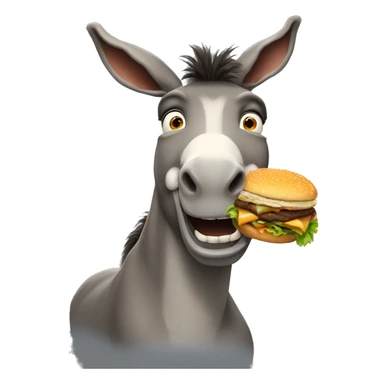 Donkey from shrek eating hamburger  sticker
