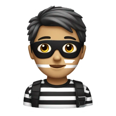 A boy with black mask and black and white striped shirt  sticker
