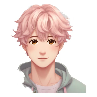 Gorgeous pastel anime style shojo guy with blushing face and flowers aesthetic trending style outside sticker