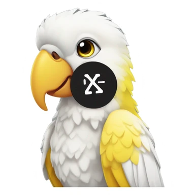 white and yellow parrot  holding a sign with the black inscription i love you sticker