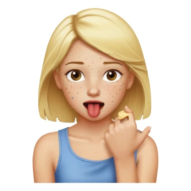 Emoji blonde girl lovingly , biting an arm sticker