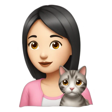 chinese girl with a cat heat sticker