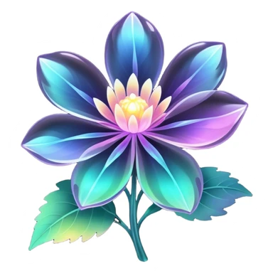 Dark Pastel iridescent transparent bio-luminescent flower sticker