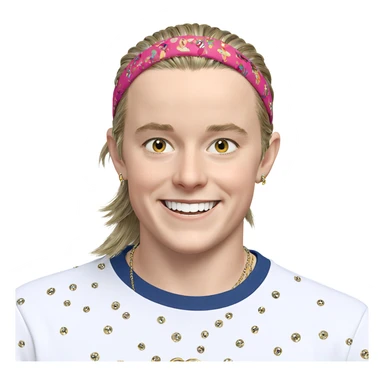 smiling boy with jewelry sticker