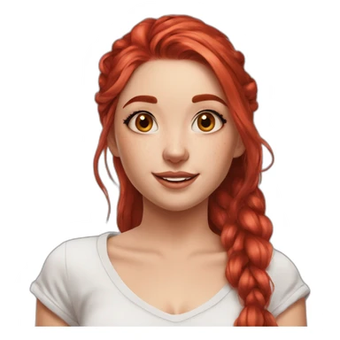 1girl, red hair, messy, sending kiss, ((high saturation)), ((best quality)), ((masterpiece)), ((realistic)), (detailed) chill, smile, polish girl, headband, looking to the side, sticker