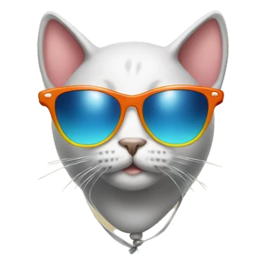 Cat with sunglasses and balloons  sticker