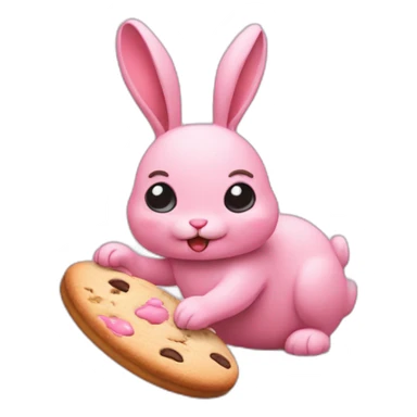 Pink Bunny eatting a Cookie sticker