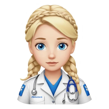 Paramedic girl with blonde hair braid and blue eyes sticker