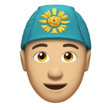 smiling mongol in a headgear kazakhstan sticker