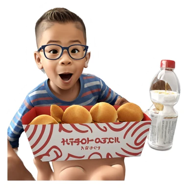 boys enjoying food together sticker