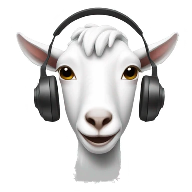 white goat with headphones sticker