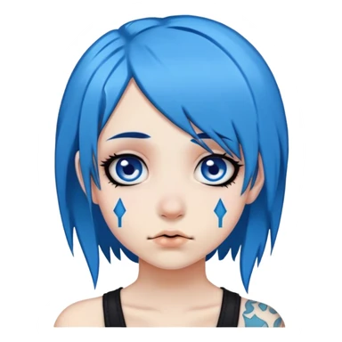 emo girl with blue hair and piercings sticker