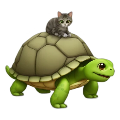 Un chat sur une tortue sticker