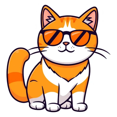 Orange cat with long fur with sunglasses sticker
