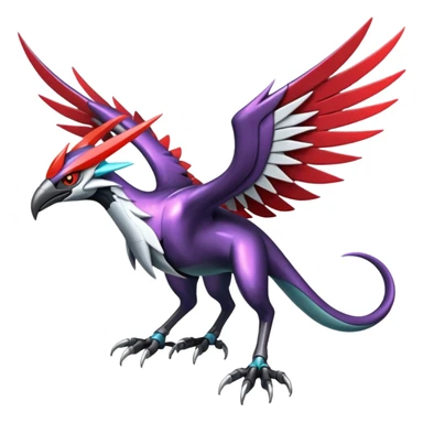 Futuristic Modern Shiny Metallic Alloy Cyber-Nargacuga-Noivern-Skarmory-fusion (full body) sticker