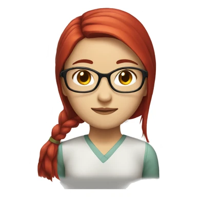 Chinese girl, mid length hair, glasses, red hair tail sticker