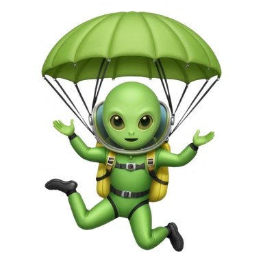 Skydiving alien with parachute and UFO sticker