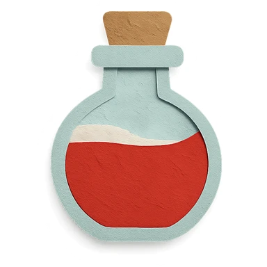 paper craft style health potion with layered paper look and red liquid sticker