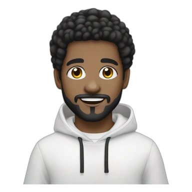 young-rapper-with hoop-white skin-black hair-beard-bichon dog-white-smile sticker