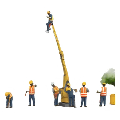 Workers are repairing the building sticker