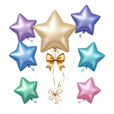 pearl-colored bow and 6 metallic aesthetic star-shaped balloons sticker