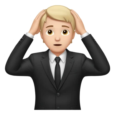 white man in formal suit surprised, hands on head sticker