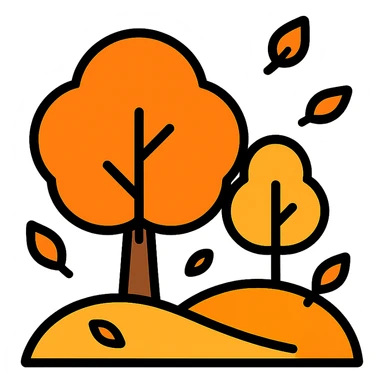 autumn fall scene with trees, orange foliage, and falling leaves sticker