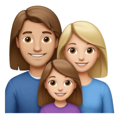 happy white family with one brown hair dad, one brown hair mom, one blonde girl, and one brown hair girl sticker