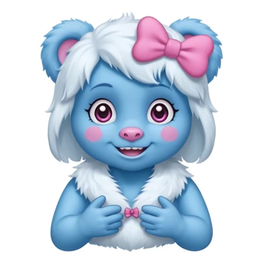 blue girl care bear yeti with bow sticker