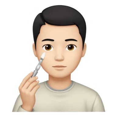 chinese man doing skincare with a faded haircut black hair sticker