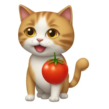 Un chat avec une tomate sticker