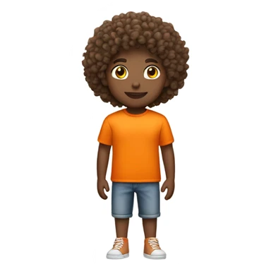Curly hair fair skin tone wearing orange tshirt full body image sticker