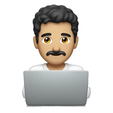 dark hair dark eyes man with short mustache working on a laptop sticker