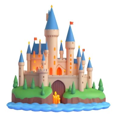 Harry Potter series, Hogwarts castle with floating candles, 3D emoji style sticker