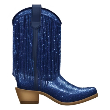 Realistic navy blue fashion cowgirl boots with sparkly shiny glitter fringe on them. sticker