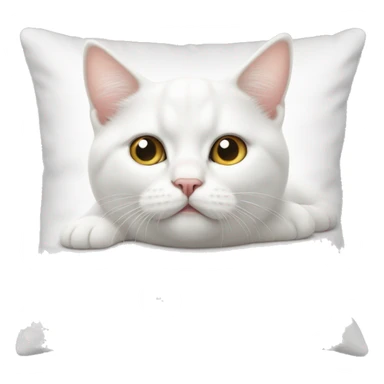 white fat kitten lying on a white pillow sticker