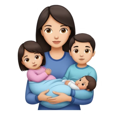 Working mom 2 kids older boy baby girl sticker