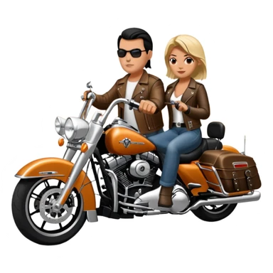 Un couple de biker sur une harley road king sticker