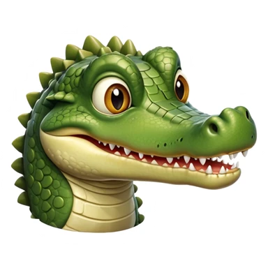 cinematic-realistic-cute-crocodile-portrait-emoji,-head-tilted-playfully-and-inquisitively,-featuring-a-robust,-well-defined-build-with-intricately-detailed,-glossy-olive-green-scales-and-a-surprisingly-endearing-face-with-round,-sparkling eyes sticker