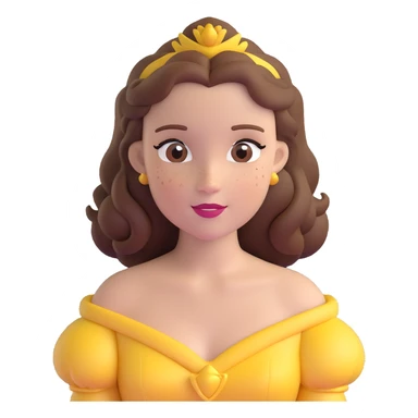Disney Princess Belle from Beauty and the Beast with brown hair and face with freckles sticker