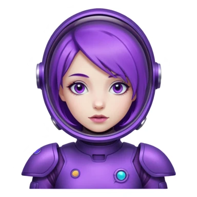 Girl with purple hair and purple eyes in purple futuristic spacesuit  sticker