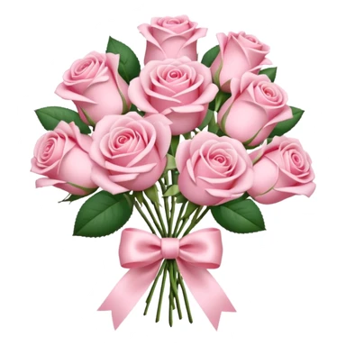 Pastel Pink roses bouquet with bow sticker
